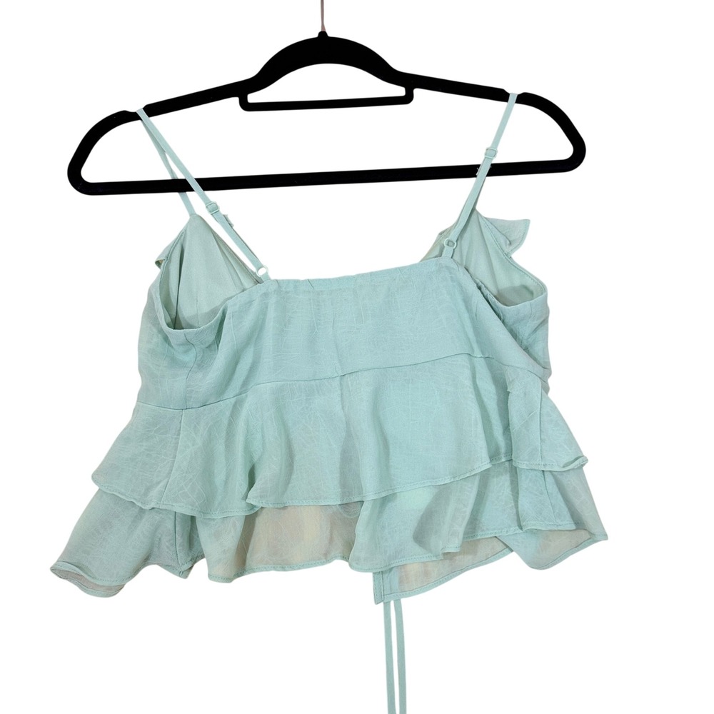 NWT Thirty Thirty LA Women's Sage Green Ruffle Tie-Front Cami Top XS - Picture 2 of 9